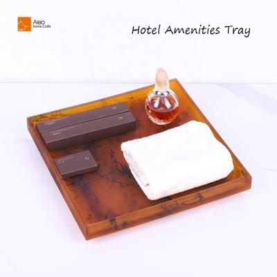 China Decorative Resin Tray Manufacturer Wholesale Polyresin Amenity Tray Jewelry Decorative Serving Tray Home / Hotel High End Bathroom Hotel for sale