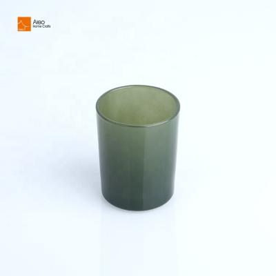 China 75ml Candle 75ml Mini Empty Glass Jar Home Decoration Light Green Colorful Round Candle Holder for sale