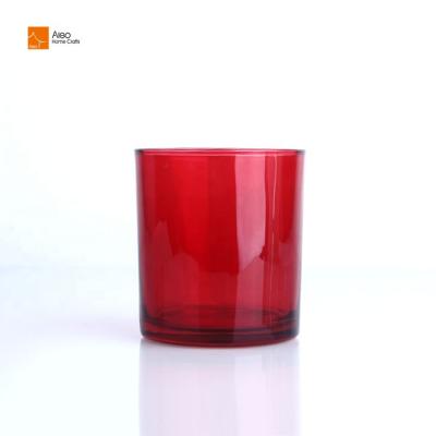 China Home Decoration Translucent Candle / Wholesale Transparent Candle Jars Empty Red Glass Jar Candle Holders for sale