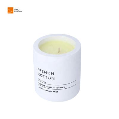 China Home Decoration Sandstone Candle Jar Concrete Unique Candle Ships Empty Scented White Candle Holders For Home Decor for sale