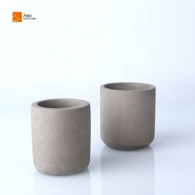 China Home Decor Gray Round Candle Jars Handmade Popular Concrete Different Sizes Empty Candle Holders Without Lids Candle Jars for sale