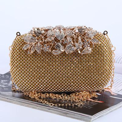 China Diamond Hot Leaf Flower Dinner Diamond Clutch Makeup Banquet Factory Direct Sales Ladies Evening Clutch Bag for sale