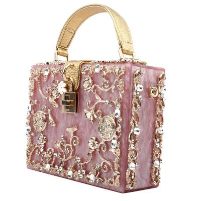 China New 2021 Popularity Diamond Portable Acrylic Small Party Girl's Evening Clutch Bag Dinner Dress Bag Popularity Box for sale