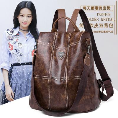 China Sewing thread bag quilted PU Korean leather outdoor travel version schoolbag customization backpack anti-theft ladies for sale