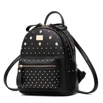 China 2021 Candy Bag The New Rivet Women's Fashionable Small Casual PU Mini Backpack Female for sale