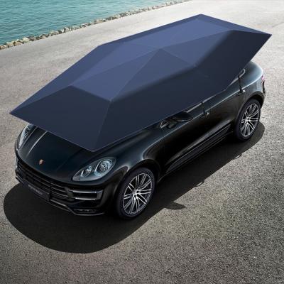 China Manual Windproof Outdoor Buttons Foldable Car Awning Sun Shade Mobile Auto Car Cover Easy Install Dustproof Umbrella NO BRACKET for sale