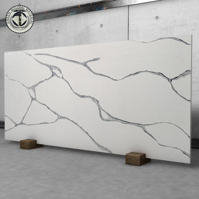 China Calacatta series grey vein white sintered stone engineer quartz slabs Vietnam artificial quartz stone en venta