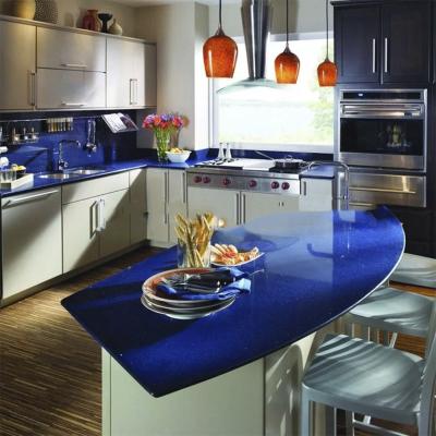 Cina Blue Galaxy Glossy Quartz Stone Raw Quartz Price Slate Table Top for Kitchen Counter in vendita