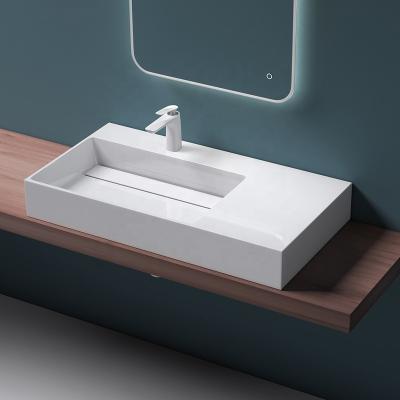 China Custom Color Hand Wash Basin Solid Surface Artificial Stone Bathroom Sinks for sale