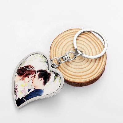 China Promotion Gift Blank Heart Shape Sublimation Metal Double Sided Keychains For Craft Promotional Gifts for sale