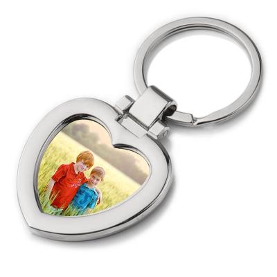 China Promotion gift blank heart shape keychains sublimation metal custom photo key chain for sale