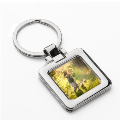 China Blank Promotion Gift Square Sublimation Replaced High End Custom Photo Metal Key Chain for sale