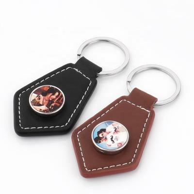 China Promotion Gift Arrow Blank OEM ODM Sublimation Metal Snap Button Leather Custom Image Keychains for sale