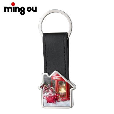 China Sublimation Key Chains Metal House Form Key Chain Sublimation Blank Metal Leather House Form Key Chain Custom Leather Keychains For Sublimation for sale