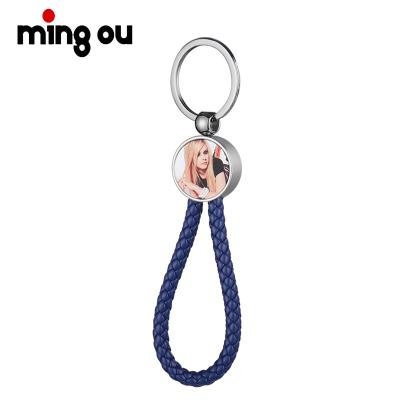 China Creative Leather Braided Keychain Promotion Gift Keychains For Bag Accessories Leather Braided Rope Keychains for sale