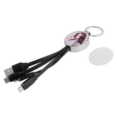 China Promotion Gift Blank Sublimation Black 3 In 1 Cable Fill Key Chain For USB Style for sale