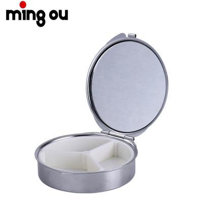 China Hot Selling Customized Pocket Pill Box Logo Metal Round Shape Travel Sublimation Pocket Durable DIY Pill Box for sale