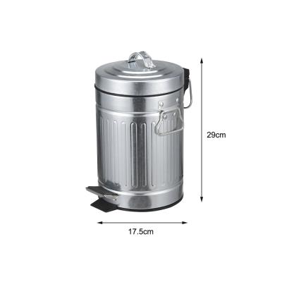 China Sustainable Household Kitchen Bathroom Galvanized Steel Food Step Waste Bin Pedal Bin With Inner Bucket for sale