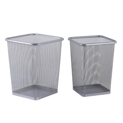 China Sustainable Household Metal Mesh Trash Basket Waste Basket Office Paper Square Waste Bin for sale