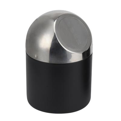 China Sustainable Portable Office Reading Room Bedroom 1L 1.5L Mini Trash Can Stainless Steel Round for sale