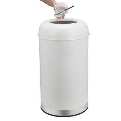 China Sustainable 50L Stainless Steel Round 50L Lobby Indoor Outdoor Hotel Open Top Commercial Trash Bin for sale