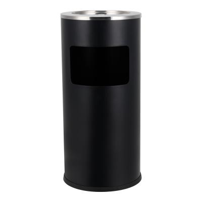 China Hotel Lobby South American Market Black And Gray Commercial Stainless Steel Ashtray Trash Can Holder for sale