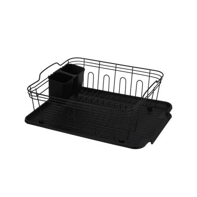 China Durable Black Color Kitchen Metal Dish Rack Dish Rack With Single Dish Kitchen Trolley And Dish Rack Utensil for sale