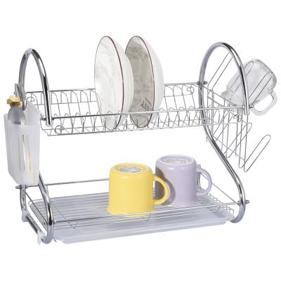 China Single Tier Kitchen 2 Tier Dish Rack Sustainable Iron Drainer Dish Rack Organizer Drying Dish Rack for sale