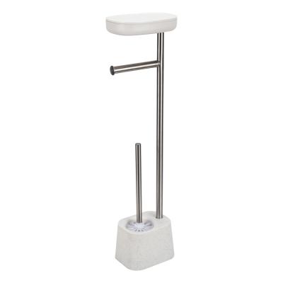 China Modern Novelty Stainless Steel Free Standing Toilet Brush And Paper Holder Brushed for sale