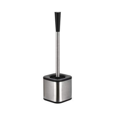 China Modern Bathroom Stainless Steel Toilet Brush With Square Holder And Rubber Plunger for sale