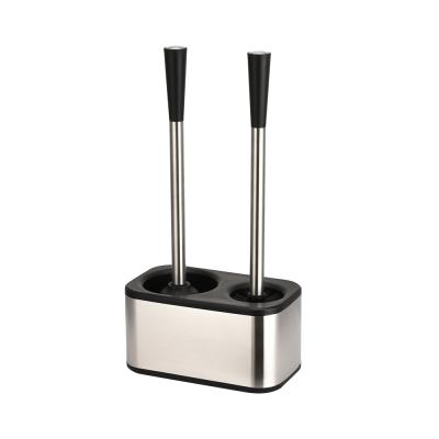 China High quality viable stainless steel toilet brush holder and toilet plunger combo set for sale