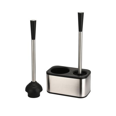 China Sustainable High Quality Stainless Steel Toilet Bush And Combo Plunger Toilet Brush Holder for sale