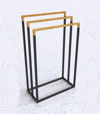 China Fashion Bathroom Metal Shower Towel Rack Free Standing Bamboo Towel Rack for sale