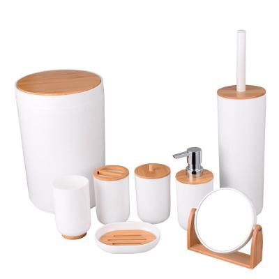 China Sustainable European Bamboo Bathroom Accessories Home Design Set Soap Dispenser for sale