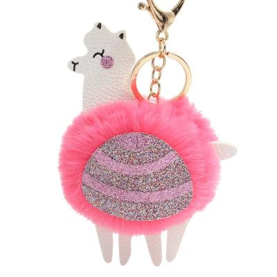 China Wholesale Custom Metal Alpaca Key Chain Ball Bag Metal Pom Pom Fur Ball Gifts Fashion Bags or Key Chain for sale