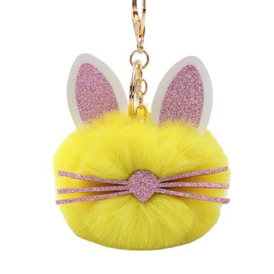 China Gifts Flurry Ball Pom Pom Fur Ball Metal Rabbit Women Bag Chain Key Chain Bags or Keychains for sale