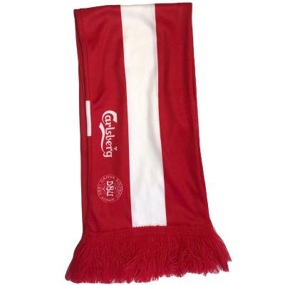 China Popular Cheap Promotional Print Soccer Fans Polyester Custom Knitted Sport Scarves for sale