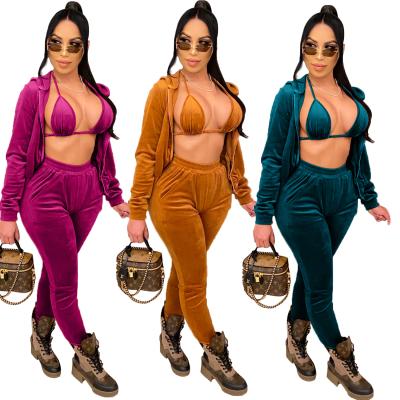 China 2021 Women Breathable Two Piece Set Korean Velvet Solid Plus Size Women Jogging Clothing Set For Women for sale