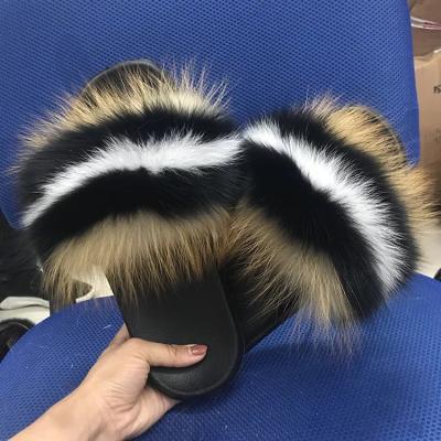 China 2020 Fashion Trend Big Fur Slides Summer Outwear Custom Made Women Real Fur Women Fur Slippers Slide Sandals for sale