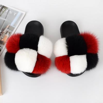 China Fashion trend popular fake fur slippers warm seeling warm plush soft fur home plush comfortable slipper for women sandals for sale