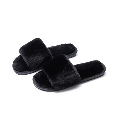 China 2020 new arrivals furry open toe slippers woman fur toe slippers bedroom fashion trend cheap hairy women slippers for sale