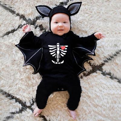 China High Quality 100% Cotton Baby Clothes Bat Halloween Costume Cute Baby Clothes Sets Baby Skeleton Printing Rompers for sale