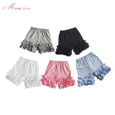 China wholesale Anti-wrinkle Combed Cotton Icing Girls Ruffle Shorts Boutique Kids Clothing Baby Designer Girls Shorts for sale