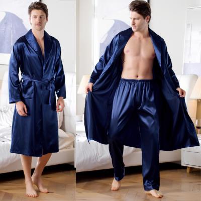 China 2021 QUICK DRY long sleeve men's pajamas men's silk pajamas silk pajamas luxury men's long robes for sale