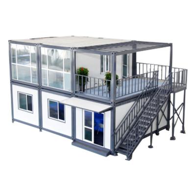 China Modern Portable Two Storey Prefab House 20ft Low Cost Double-Layer Prefab Container House for sale