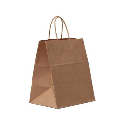 China Recyclable customised paper bag brown shopping packaging flat handle kraft paper bag for clothing shoes grocery for sale