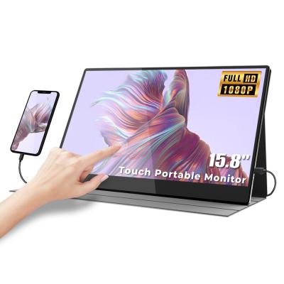 China Touch Screen 15.8 Inch Portable Monitor Full HD 1080P IPS Screen Touch Screen With Dual Speaker Seconds Screen Computer Display For Laptop for sale