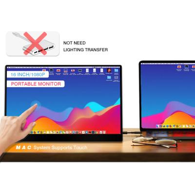 China Sibolan 16 Inch Touch Screen Supported MA-C To Touch Swipe G Story Built In Battery Monitor Portable Laptop Game Dual Screen Extend Monitor for sale