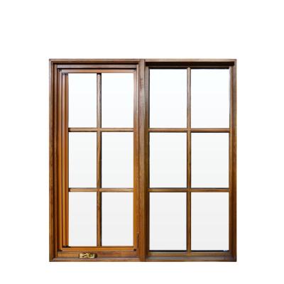 China Swing American style with crank handle design wooden casement cald solid wood or aluminum windows for sale