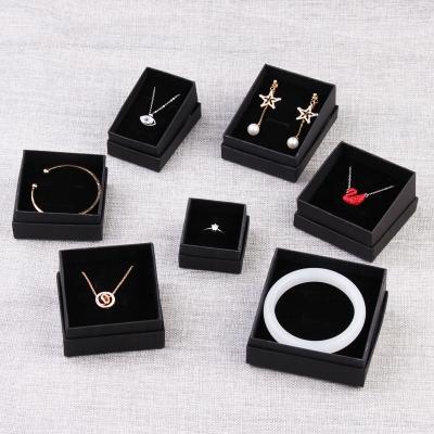 China Handmade Ready to Ship Black Bracelet Box Earring Necklace Gift Box Jewelry Packaging Cardboard Paper Cardboard Wrapping Jewelry for sale